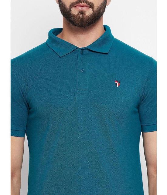 MXN - Teal Blue Cotton Blend Regular Fit Men's Polo T Shirt ( Pack of 1 ) - None