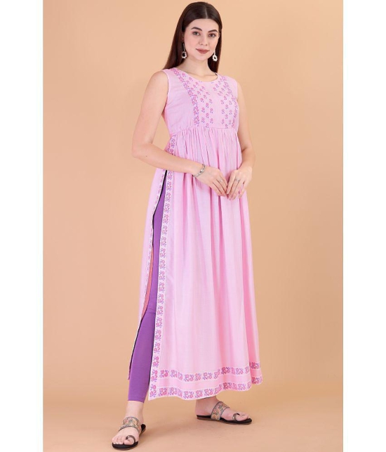 Glomee - Pink Viscose Women's Nayra Kurti ( Pack of 1 ) - None