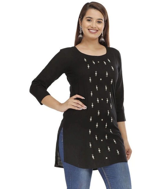 JC4U - Black Rayon Womens Straight Kurti ( Pack of 1 ) - None