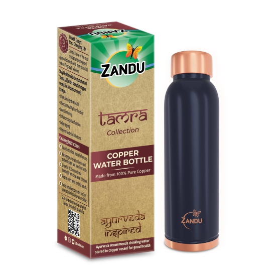 100% Pure Copper Water Bottle | Boosts Immunity & Prevents Bacterial Infections (950ml) Blue