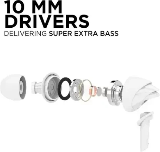 Bassheads 100 | Wired Earphone with 10mm Dynamic Drivers, Stylish Hawk-inspired Design, Super Extra Bass White