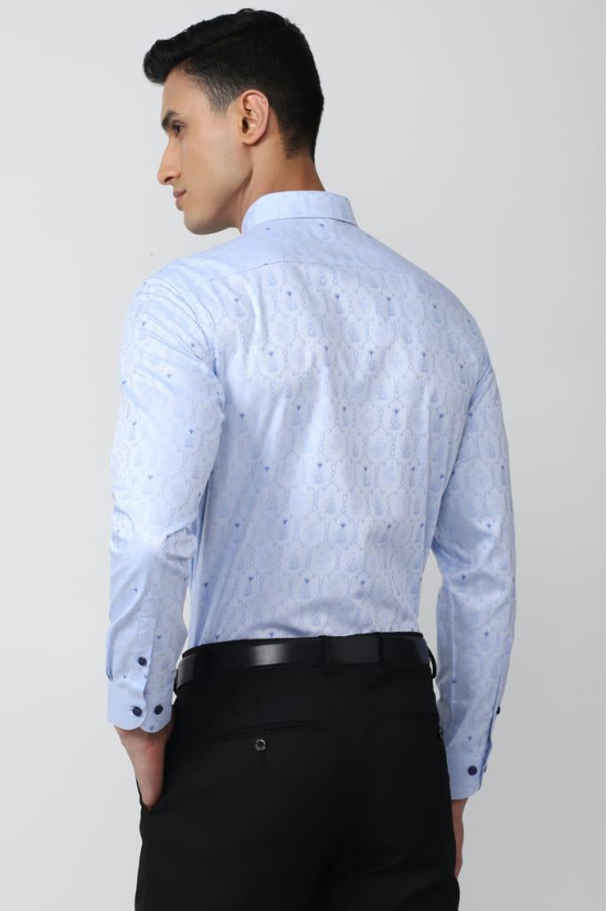 Men Blue Regular Fit Formal Full Sleeves Formal Shirt