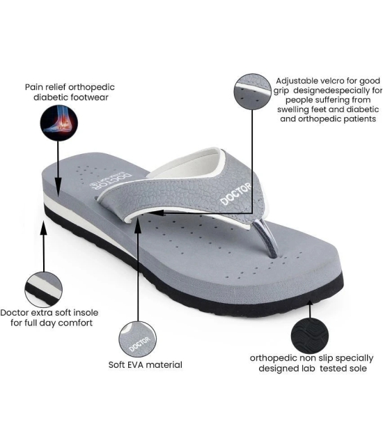 DOCTOR EXTRA SOFT - Light Grey Womens Thong Flip Flop - None