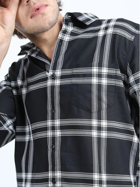 Ketch Cotton Blend Slim Fit Checks Full Sleeves Mens Casual Shirt - Black ( Pack of 1 ) - None