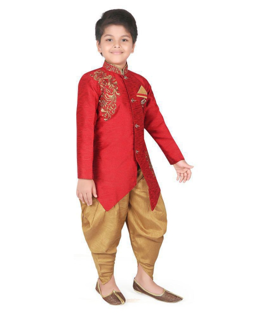 Ahhaaaa Ethnic Wear Hand Work embroidery Sherwani/Indo Western With Dhoti Pant For Kids and Boys - None