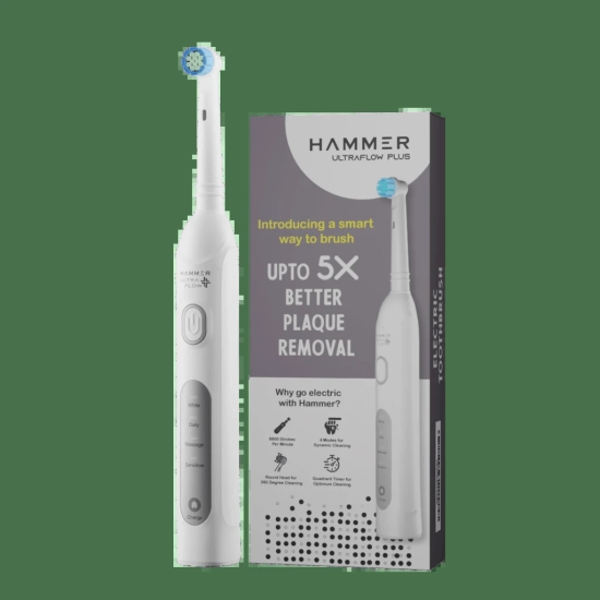 Hammer Ultra Flow Plus Oscillating Electric Toothbrush with 2 Brush Heads