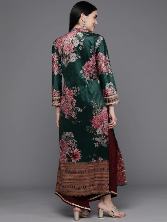 Women Floral Printed Gotta Patti Velvet Kurta