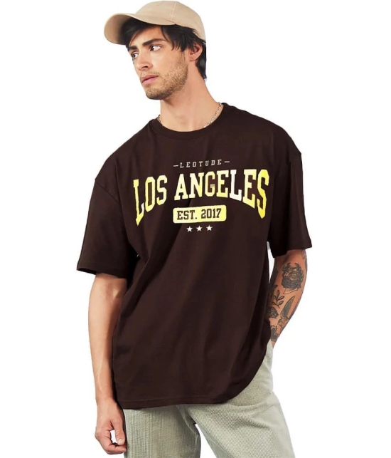 Leotude Cotton Blend Oversized Fit Printed Half Sleeves Mens T-Shirt - Brown ( Pack of 3 ) - None