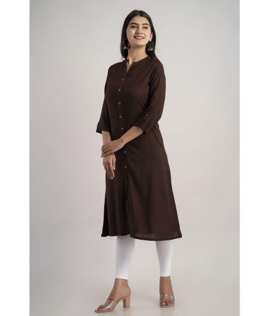 MAUKA - Brown Rayon Women's A-line Kurti ( Pack of 1 ) - None