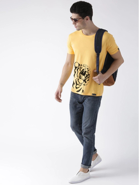 Young Trendz Bio-Wash Cotton Half Sleeve TIGER1 Graphic Printed YELLOW1 T-Shirt-YELLOW / Medium / 100% Bio Wash Cotton