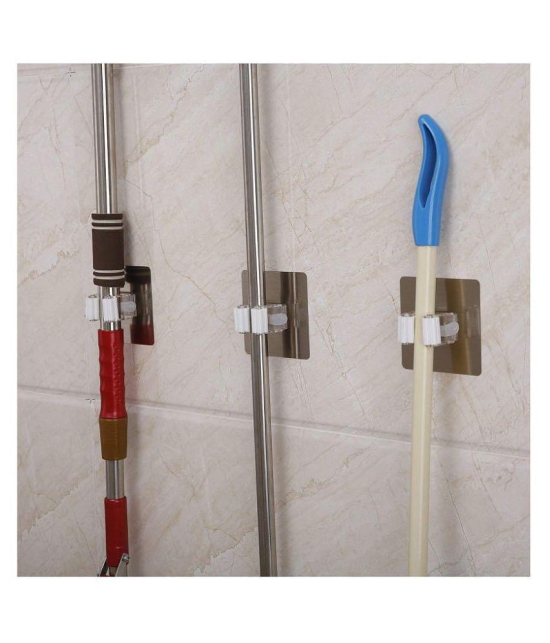 sell4you 2Pcs Magic Sticker Series Self Adhesive Mop and Broom Holder Wall Mounted Multifunction for Home/Kitchen