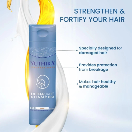 Yuthika Professional Ultra Care Shampoo for Damaged Hair 250ml, Advanced Hair Repair Shampoo, Professional Shampoo for Manageable and Healthy Hair