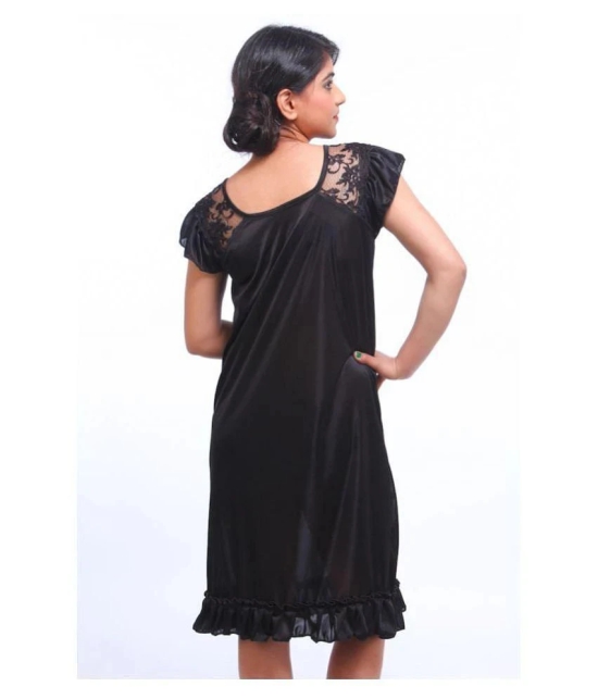 Fasense Satin Nighty & Night Gowns - Black - L