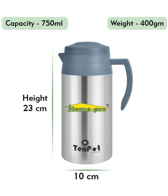 HomePro Tea Pot Insulated/Carafe, Stainless Steel Leak Proof Hot & Cold Both 750 ML Pack of 2 - Silver