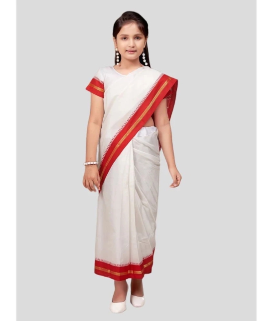 Aarika - White Silk Girls Saree ( Pack of 1 ) - None