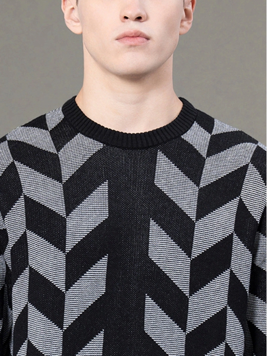 RedTape Round Neck Pattern Sweater for Men | Ultimate Comfort