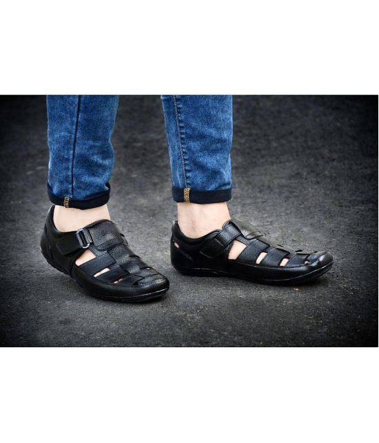 KATENIA Black Leather Sandals - None