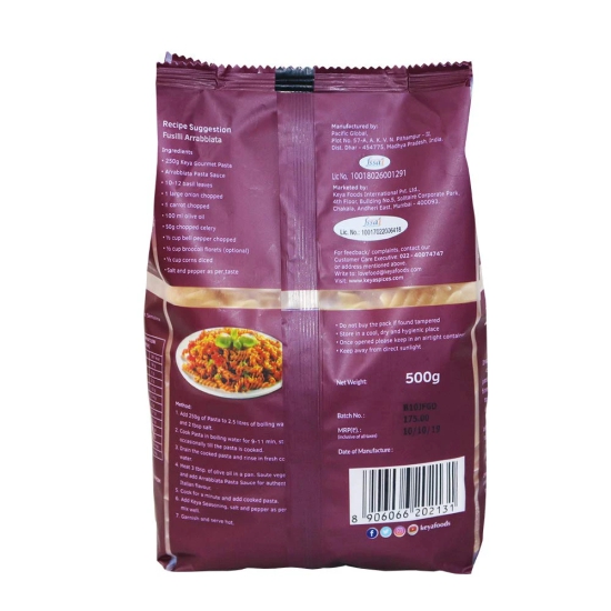 Keya 100% Durum Wheat Fusilli Pasta, 500Gm