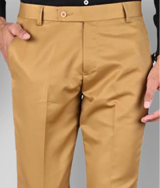 MANCREW - Khaki Polycotton Slim - Fit Men's Formal Pants ( Pack of 2 ) - None