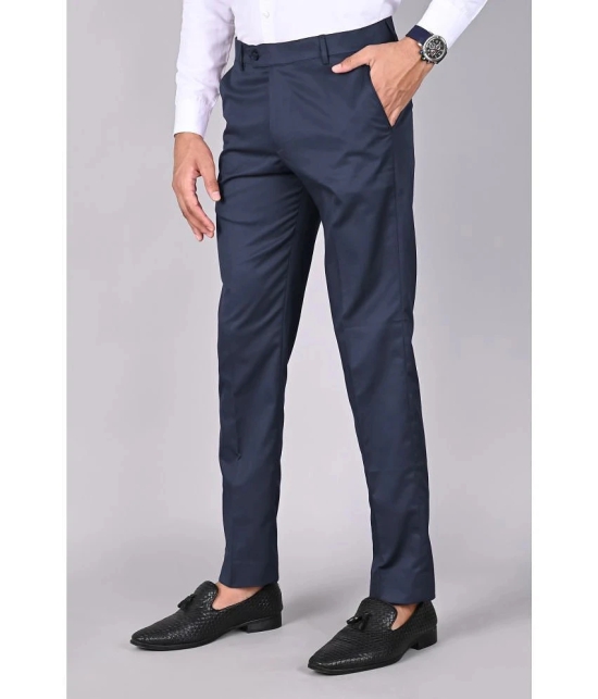 MANCREW Slim Flat Mens Formal Trouser - Navy Blue ( Pack of 1 ) - None