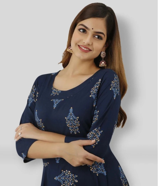 Lee Moda - Blue Rayon Womens Anarkali Kurti ( Pack of 1 ) - XXL