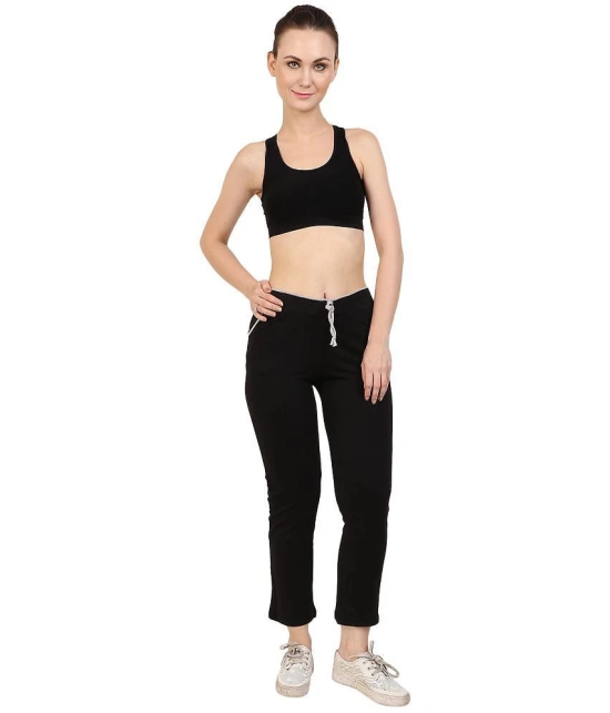 Diaz - 100% Cotton Black Womens Running Trackpants ( Pack of 1 ) - None