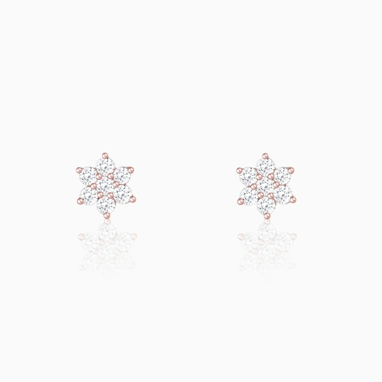 Rose Gold Shining Flower Studs