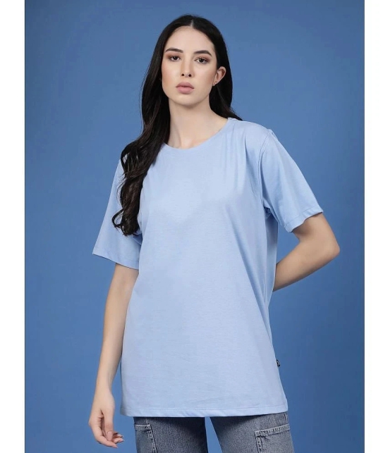 Rigo - Light Blue Cotton Loose Fit Womens T-Shirt ( Pack of 1 ) - None