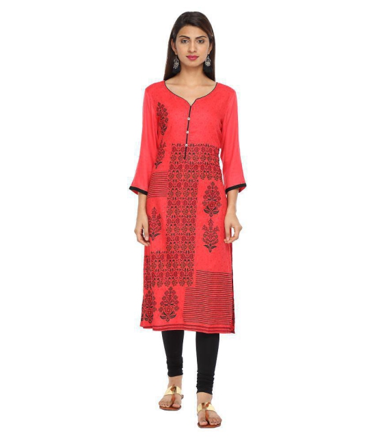 Alena Red Rayon Straight Kurti - M