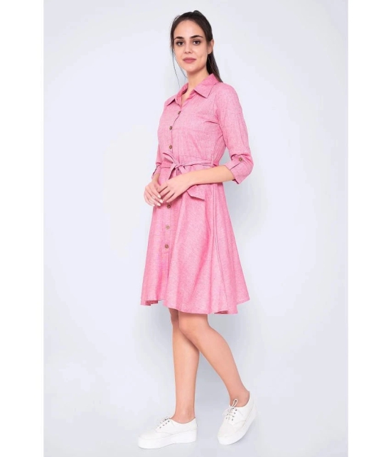 GOD BLESS - Pink Cotton Womens Shirt Dress ( Pack of 1 ) - None