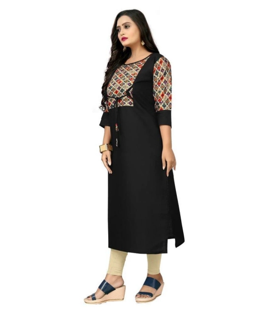 Rangrasiya - Black Cotton Blend Womens Straight Kurti ( Pack of 1 ) - 5XL