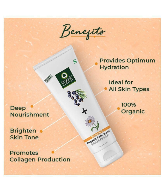 Organic Harvest Skin Illuminate Vitamin-C Face Wash for Glowing Skin, Infused With Acai Berry and Daisy Flower - 100gm