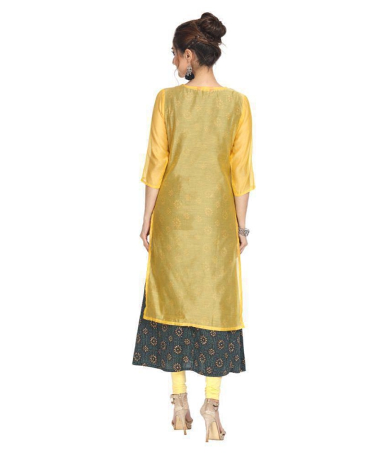 Alena - Yellow Chanderi Women's Double Layered Kurti - M