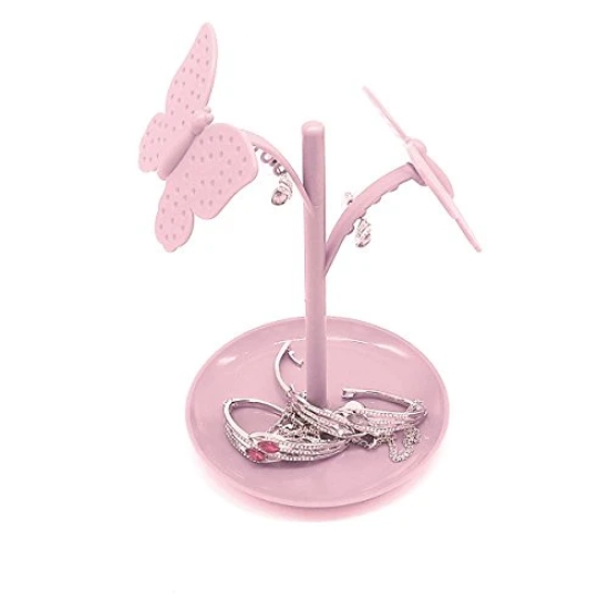 Magnusdeal Butterfly Tree Jewellery Necklace Stud Earring Holder Organizer (Pink)