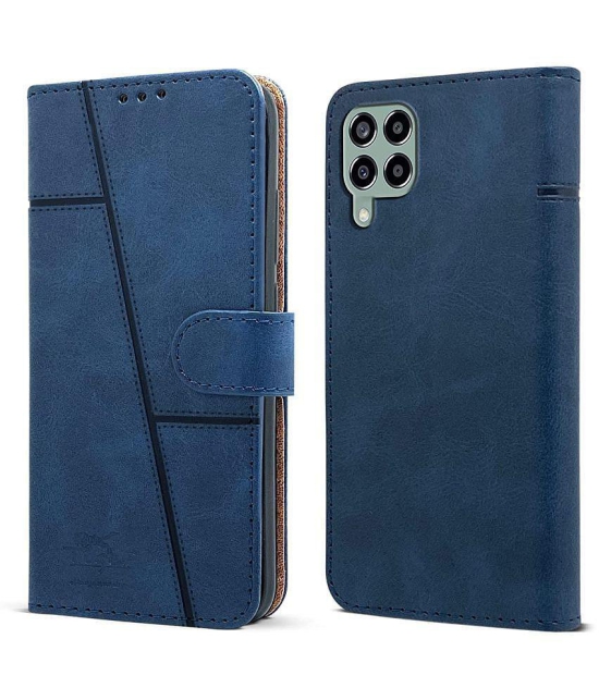 NBOX - Blue Artificial Leather Flip Cover Compatible For Samsung Galaxy M53 5G ( Pack of 1 ) - Blue