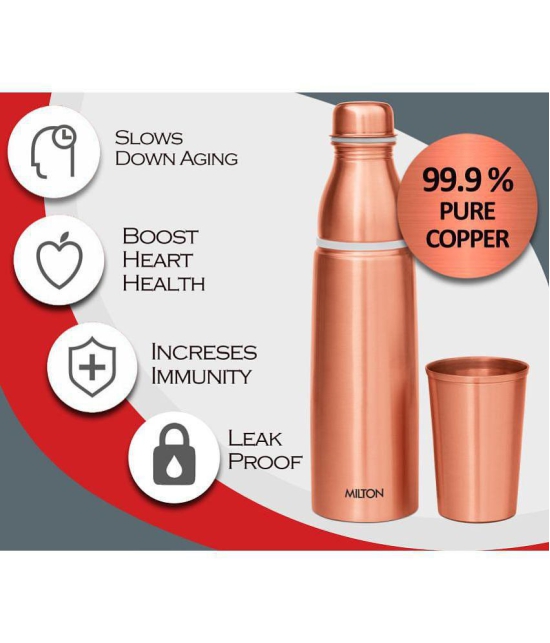 Milton Copper Combo 1000 Water Bottle, 1 Piece, 890 ml,Copper | 100% Leak Proof | Office Bottle | Gym Bottle | Yoga Bottle | Home | Kitchen | Hiking | Treking Bottle | Travel Bottle - Copper