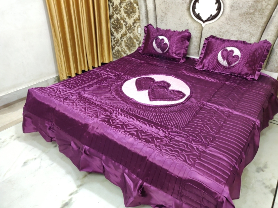 Satin Quilted Wedding Bedsheet-Wine