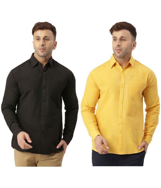 KLOSET By RIAG 100% Cotton Regular Fit Solids Full Sleeves Men's Casual Shirt - Mustard ( Pack of 2 ) - None