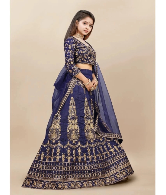 JULEE Blue Silk Girls Lehenga Choli Set ( Pack of 1 ) - None