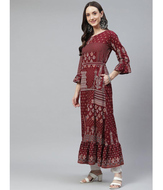 Divena - Maroon Viscose Womens A-Line Kurti ( Pack of 1 ) - None