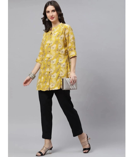 Divena - Mustard Rayon Womens Ethnic A-Line Top ( Pack of 1 ) - None