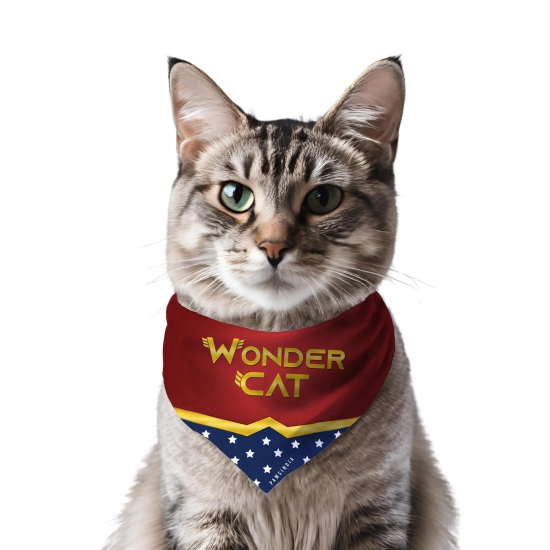 PawsIndia Cat Bandana - Wonder Cat-X-Small