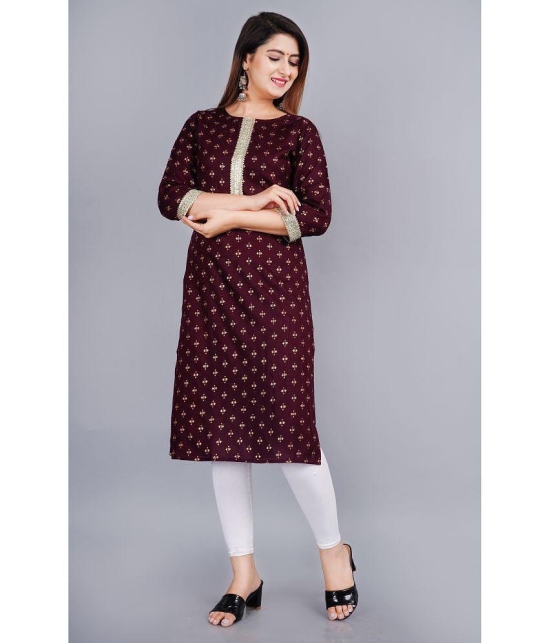 Smien - Coffee Rayon Women''s Straight Kurti ( Pack of 1 ) - None