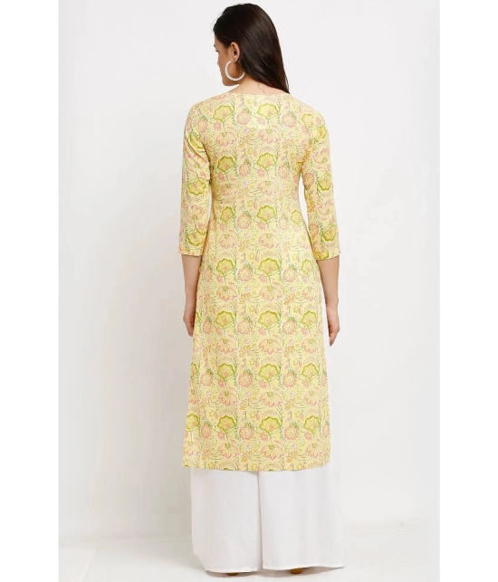 Rajnandini - Yellow 100% Cotton Womens A-line Kurti ( Pack of 1 ) - None