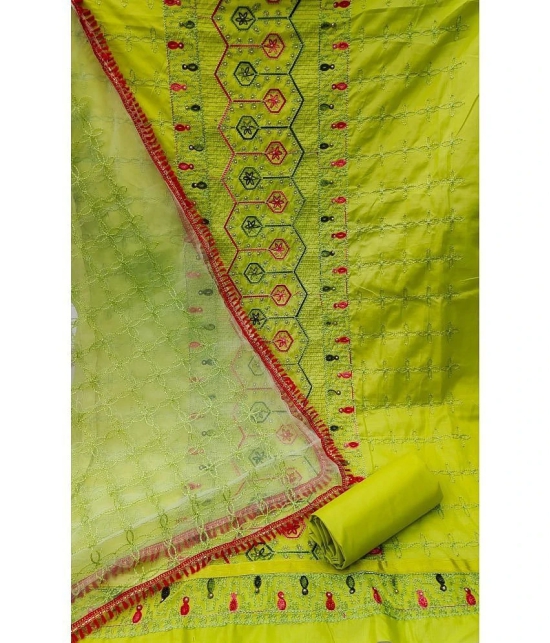 Gazal Fashions - Unstitched Lime Green Cotton Blend Dress Material ( Pack of 1 ) - Lime Green