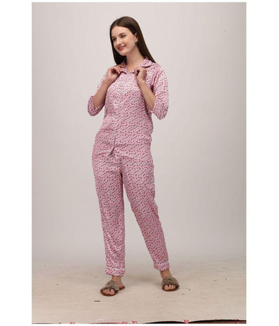 Berrylicious Satin Nightsuit Sets - Pink Single - 2XL