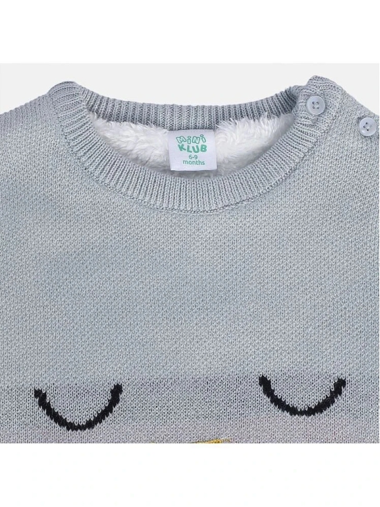 Miniklub Baby Girls Round Neck Full Sleeve Knit Sweater (Grey Color) - None