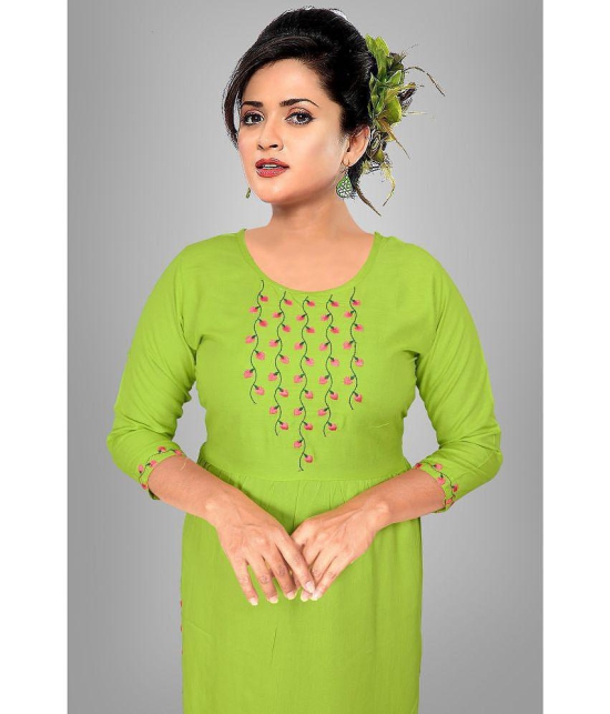 haya fashion - Green Rayon Women's Straight Kurti ( Pack of 1 ) - None