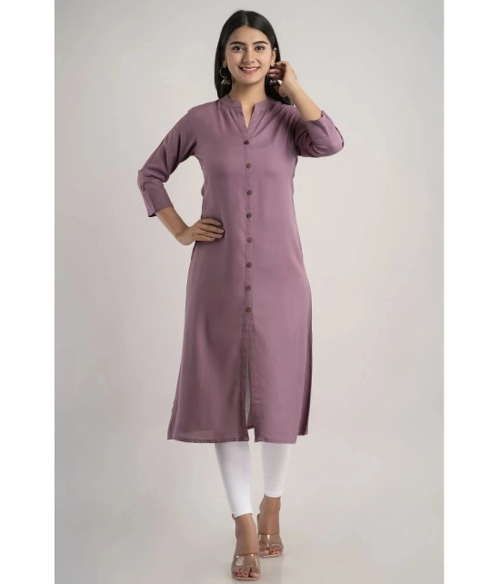 MAUKA - Purple Rayon Womens Front Slit Kurti ( Pack of 1 ) - None