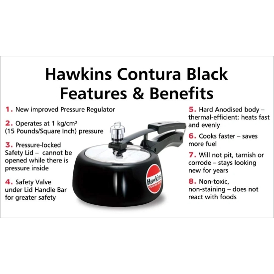 Hawkins Contura Hard Anodised Aluminium Pressure Cooker, 2 Liters(CB20)  by Mahavir Home Store